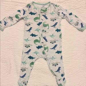 Cloud Island Dinosaur Print Kids Footie - Blue and Green